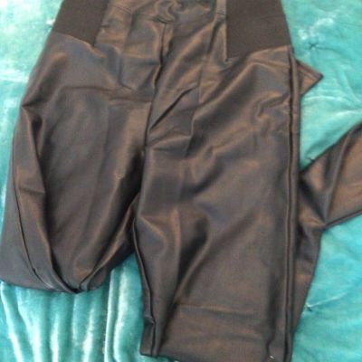 A New Day Fake Leather Leggings Shiny Sz Small NWOT Black